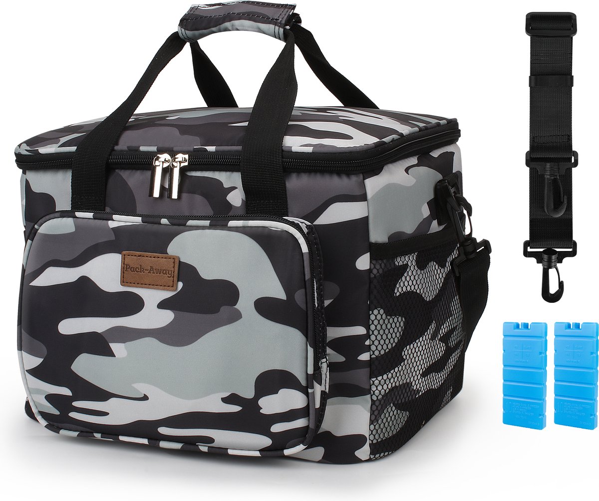 Packaway 4 Laags Geïsoleerde Koeltas - Lunchtas 15 liter - Camouflage grijs