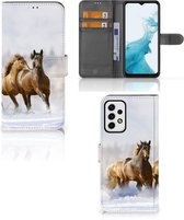 GSM Hoesje Geschikt voor Samsung Galaxy A23 Wallet Book Case Paarden