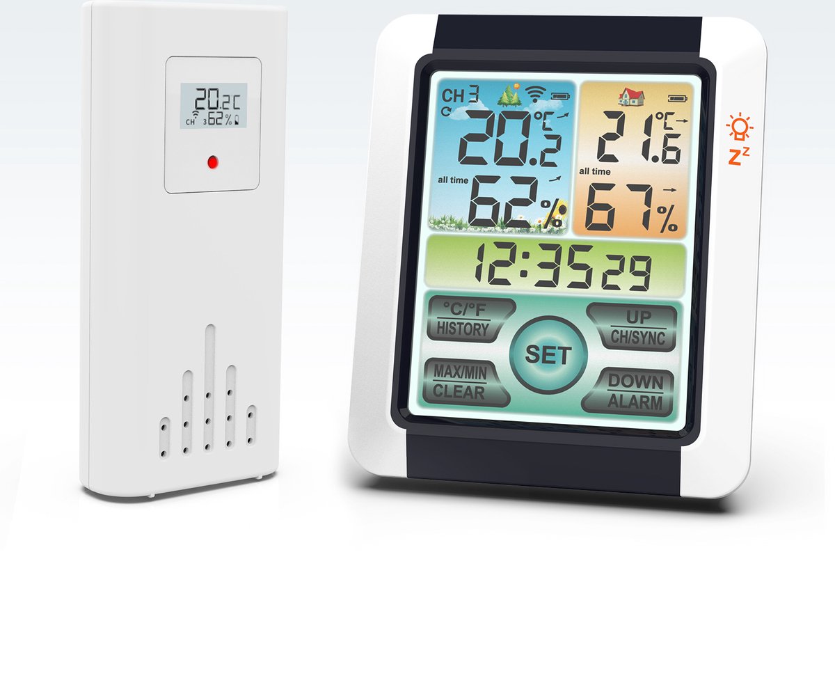 LuxerLiving Hygrometer Weerstation Digitaal Voor Binnen En Buiten Luchtvochtigheidsmeter