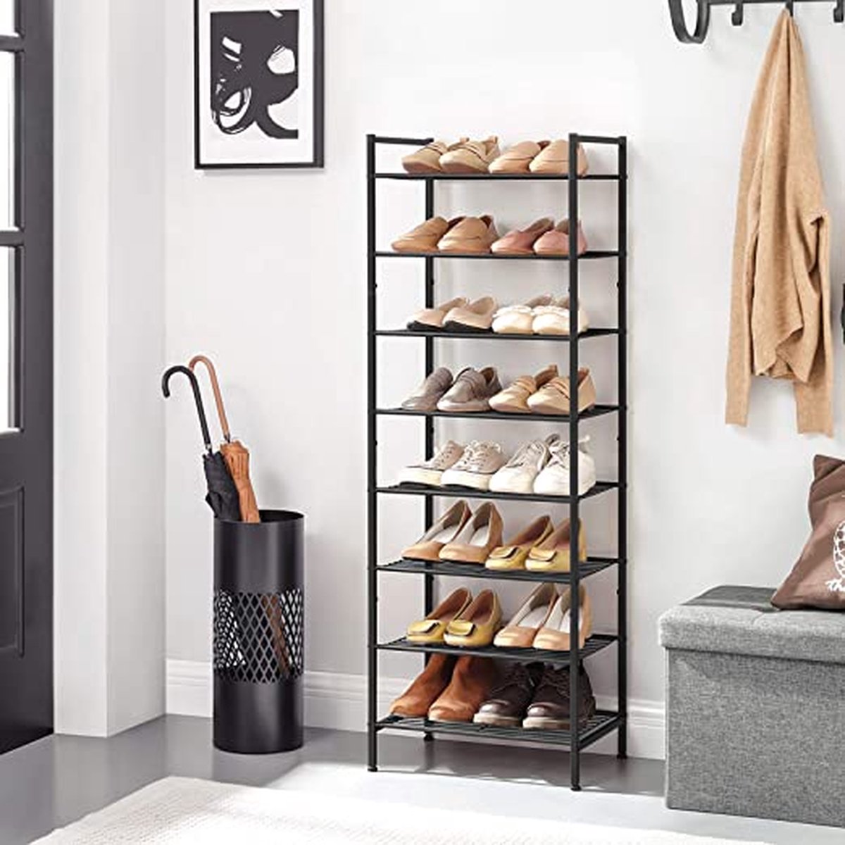 Étagère à chaussures XXL pour 50 paires meuble souliers 10 étages gris