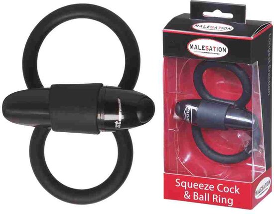 Malesation Cockring Squeeze Cock Ball Ring With Vibration Zwart