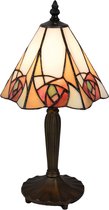 Tiffany Tafellamp 20*18*37 cm  Beige Geel Glas Driehoek Roos Tiffany Bureaulamp Tiffany Lampen Glas in Lood