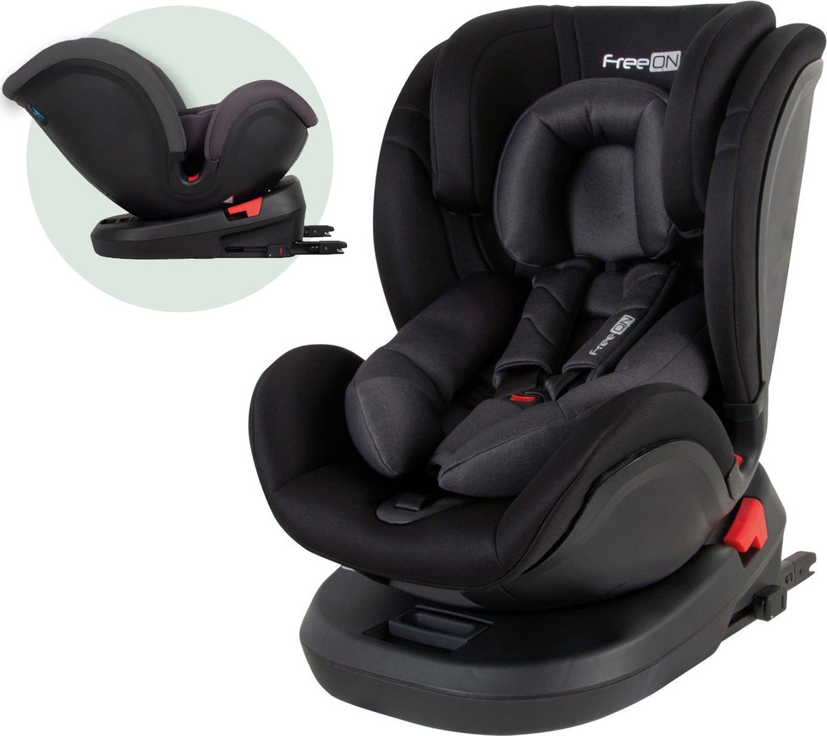 FreeON autostoel Linus 360° met isoFix Zwart (0-36kg) - Groep 0-1-2-3 autostoel voor kinderen van 0 tot 12 jaar