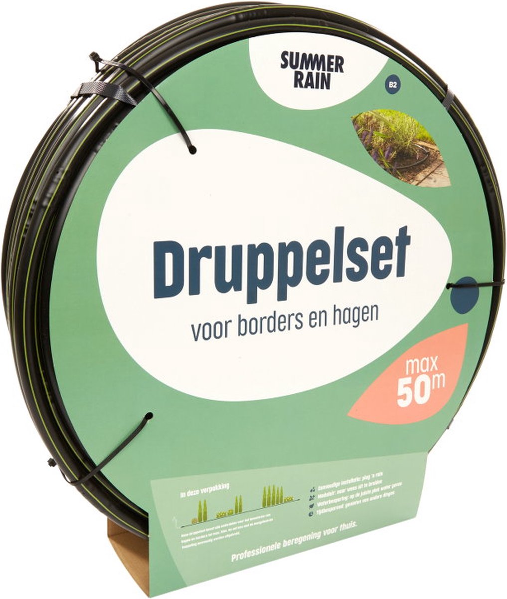 SummerRain druppelsysteem - druppelset voor borders en hagen - druppelslang 50 m1 - professionele beregening voor thuis