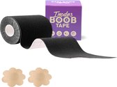 Boob tape 5 Meter (7,5 cm breed) - Zwart - Plak BH - Strapless BH + Inclusief tepelcovers