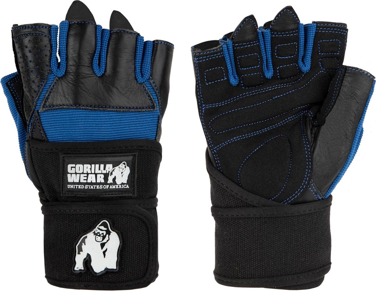 Gorilla Wear - Dallas Wrist Wrap Handschoenen - Sporthandschoenen Unisex - Zwart/Blauw - 3XL