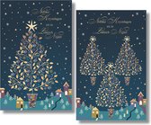 MGPcards - 20 cartes doubles de Luxe - Impression métallisée - Enveloppe Witte - Noël et Nouvel An - Texte frison