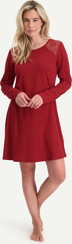 Dahlia nachthemd lange mouwen Rood maat 40 (L)