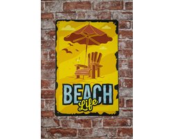 Beach life - Metalen wandbord - Tropical - Beachlife - Mancave decoratie - Tiki - Metal sign - Tropical party - Tekstbord - Wandborden - 20 x 30cm