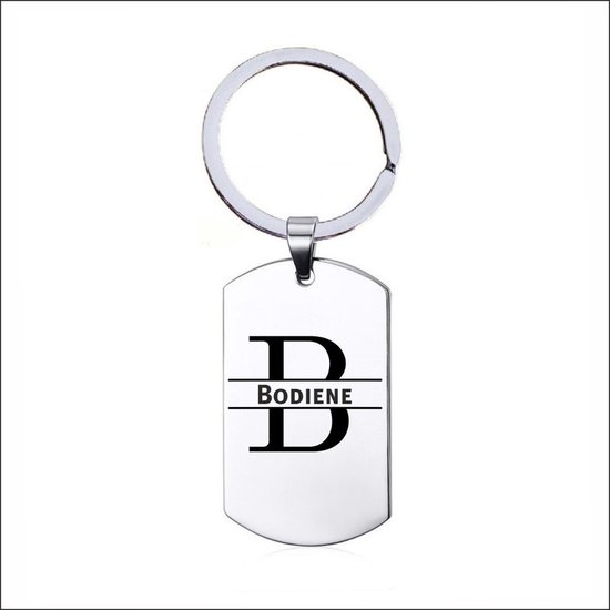 Porte-clés en acier inoxydable avec nom - Bodiene