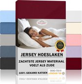Jersey soyeux - Draps-housses en jersey doux 100% coton - 140x200x30 Cabernet Red