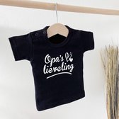 Kinder - shirt - t-shirt - Opa's lieveling - maat: 56 - kleur: zwart - 1 stuks - opa - opa cadeau - kinderkleding - kinderkleding jongens - kinderkleding meisjes - baby kleding