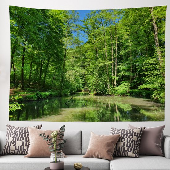Ulticool - Arbres Forêt Nature Water Veluwe Pays- Nederland - Tapisserie - 200x150 cm - Groot tapisserie - Poster