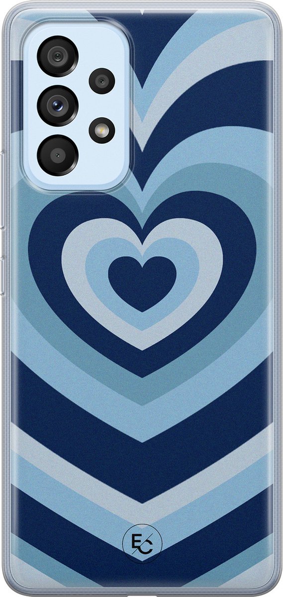Hoesje geschikt voor Samsung Galaxy A33 - Hart blauw - Soft Case - TPU - Print - Blauw - ELLECHIQ