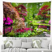 Ulticool - Arbres Fleurs Blossom Nature Water Park - Tapisserie - 200x150 cm - Groot tapisserie - Poster