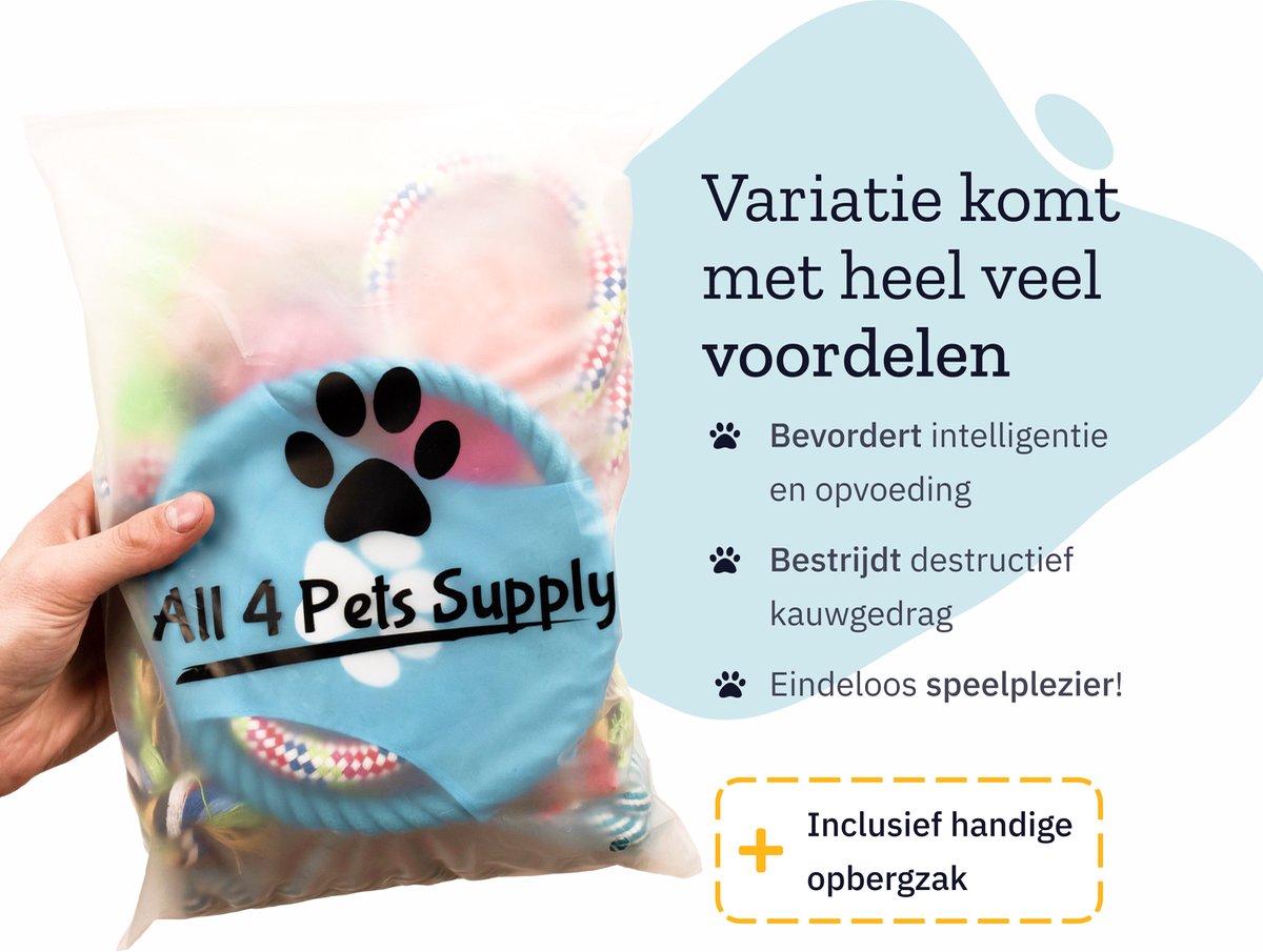 Honden Speelgoed Set - 12 Stuks - Voor Puppy's tot Middelgrote Honden - Interactief Hondenspeelgoed Sterk - Hondenspeeltjes intelligentie - Incl. Hondenbal en Trektouw - Dog Toy - All 4 Pets Supply — afbeelding 8