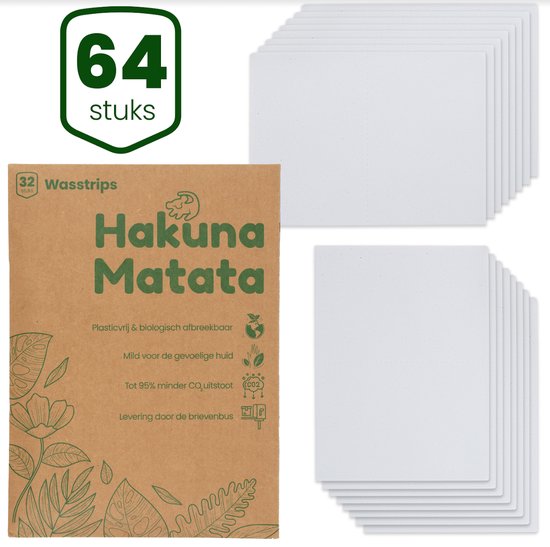 Hakuna Matata Wasmiddel 64 - Compressed - Wasstrips - Voordeelverpakking - Eco Wasmiddel Wit en Kleur - Laundry Strips