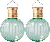 Lumineo Lampion solar verlichting - 4x - turquoise - 11 cm - LED
