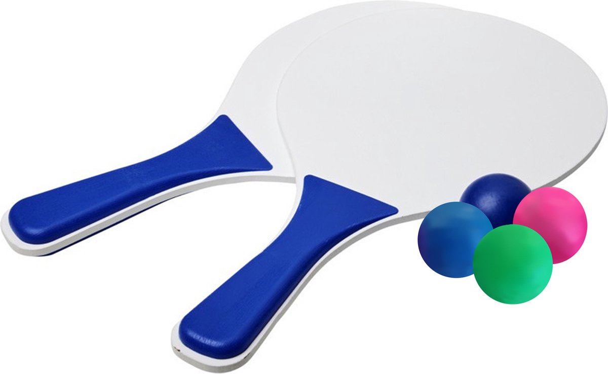 Bullet beachball set - blauw/wit - buiten/strand speelgoed - met 4 balletjes
