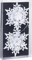 2x stuks kerstboomversiering hangers sneeuwvlokken transparant/wit 11,5 - Kerstornamenten
