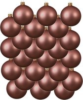 24x Oud roze glazen kerstballen 6 cm - Mat/matte - Kerstboomversiering oud roze