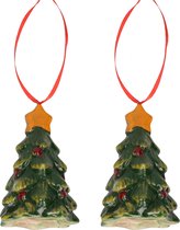 2x Kerstornamenten cadeauzak kerstboompjes 8 cm - Kerstboomversiering/kerstboomdecoratie kersthangers