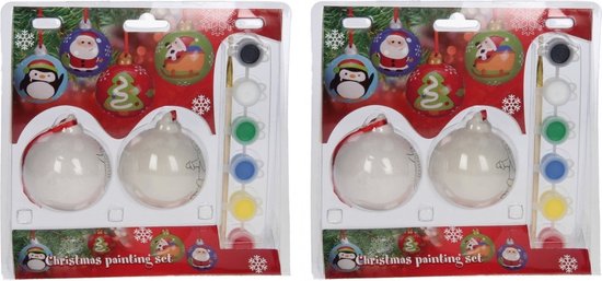4x stuks dIY Kerstballen maken set met 2x kerstballen