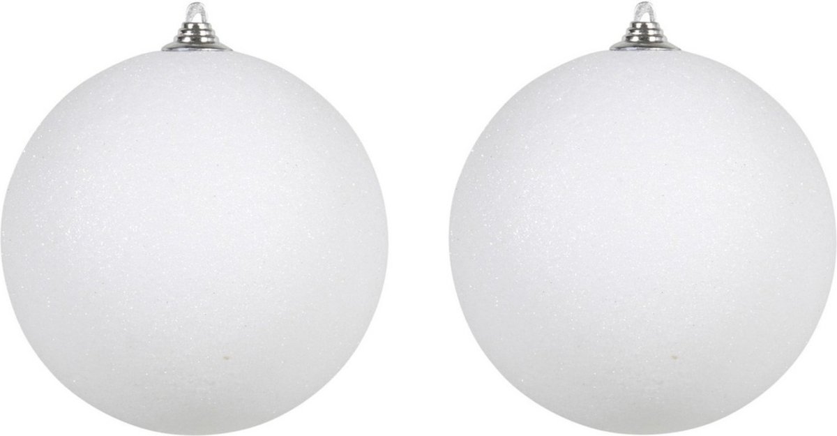 3x Witte grote decoratie glitter kerstballen 25 cm - hangdecoratie / boomversiering glitter kerstballen
