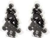 34x petites boules de Noël en plastique noir 3 cm mat/brillant/paillettes - Boules de Noël en plastique incassables - Décorations de Noël