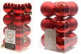 Kerstversiering kunststof kerstballen rood 4-6 cm pakket van 40x stuks - Kerstboomversiering