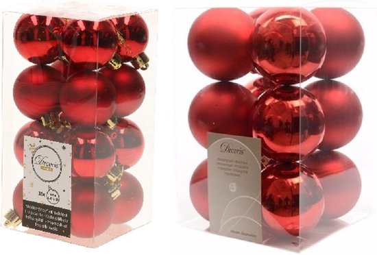 Décorations de Noël de Noël boules de Noël en plastique rouge 4-6 cm paquet de 40x pièces - Décorations Décorations pour sapins de Noël