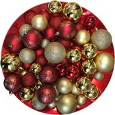 Kerstversiering kerstballen set rood met goud 4-5-6-8 cm 82-delig - Kerstboom decoratie