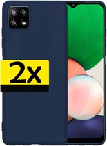 Hoesje Geschikt voor Samsung M22 Hoesje Siliconen Case - Hoes Geschikt voor Samsung Galaxy M22 Hoes Siliconen - Donkerblauw - 2 Stuks.