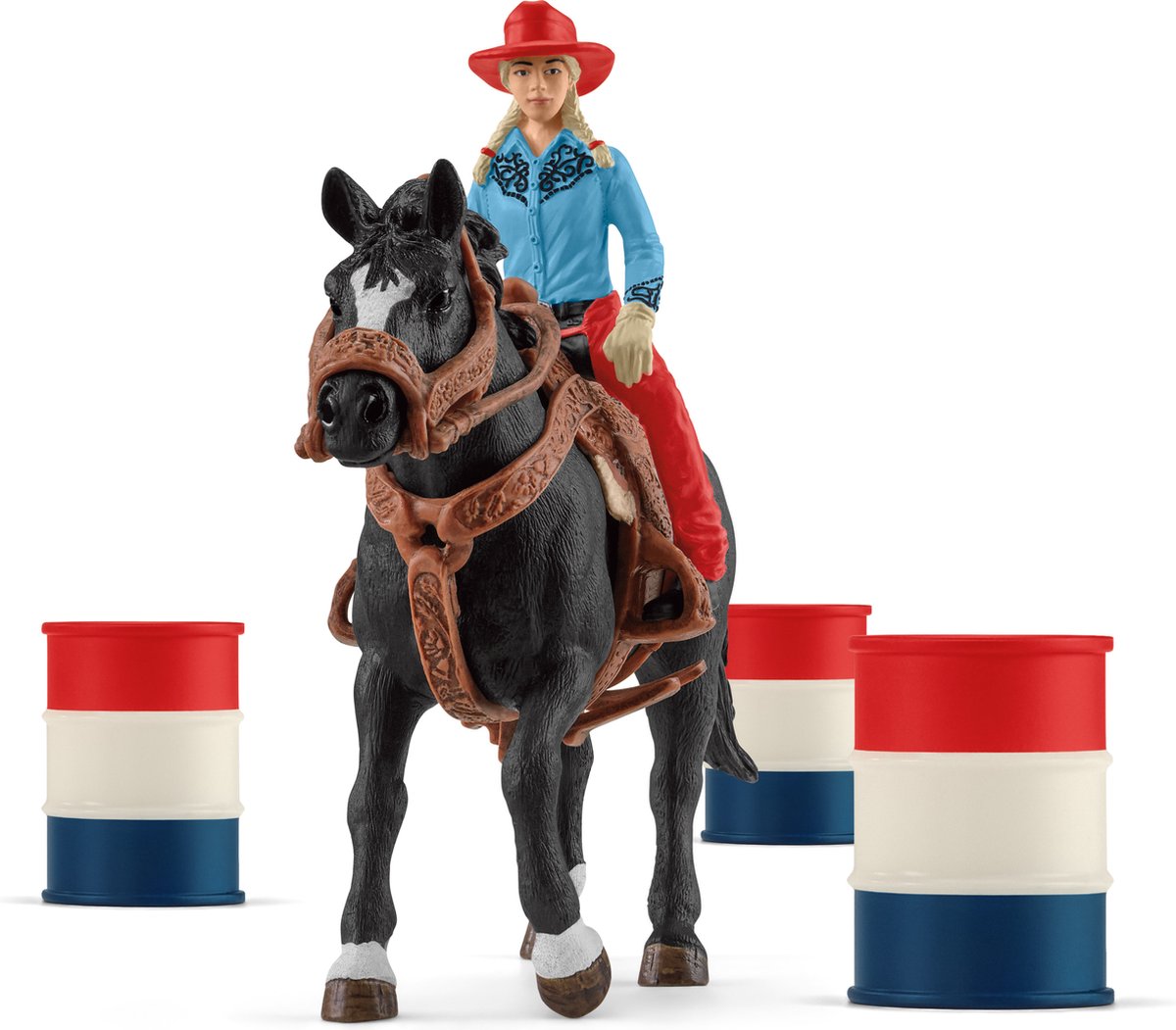 Schleich Farm World Barrel Racing met Cowgirl en Appaloosa