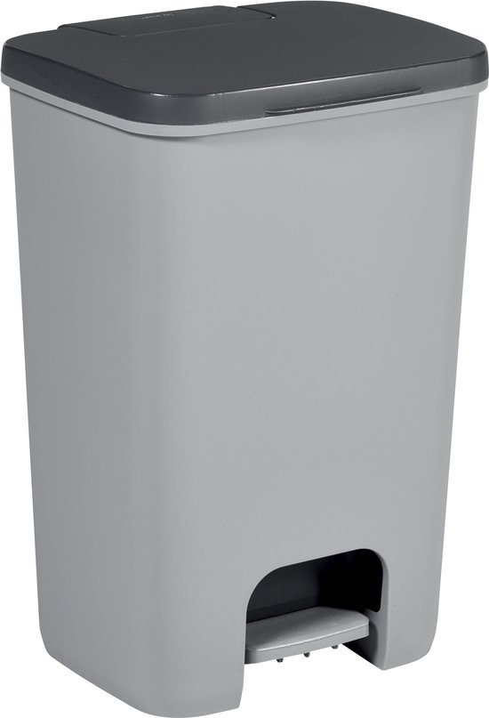 Curver Essentials pedaalemmer - 40L - Zilver / Antraciet