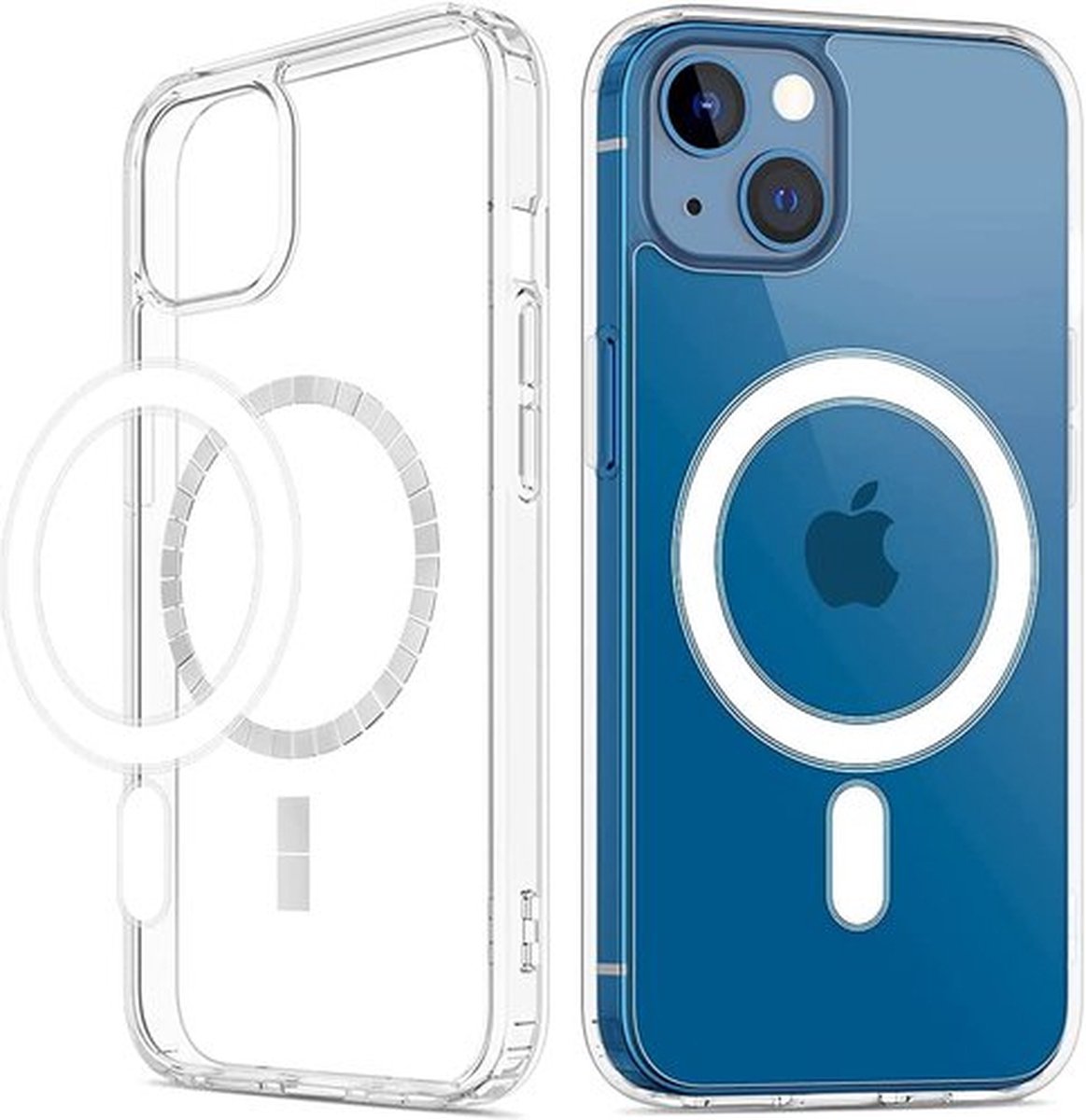 iPhone 12 mini Hoesje Doorzichtig - Transparant Hoesje met Magneet Cirkel - voor Apple iPhone 12 mini