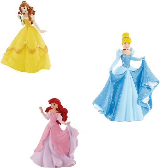 Disney Prinsessen - Belle - Doornroosje en Ariel - 10 cm - kunststof