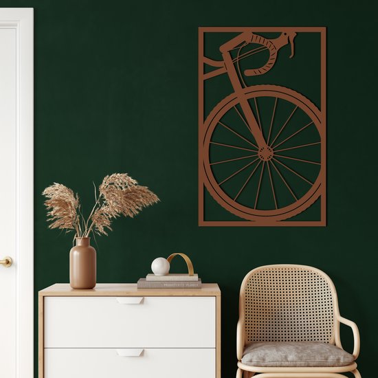 Wanddecoratie | Fiets / Bicycle | Metal - Wall Art | Muurdecoratie | Woonkamer | Buiten Decor |Bronze| 39x60cm