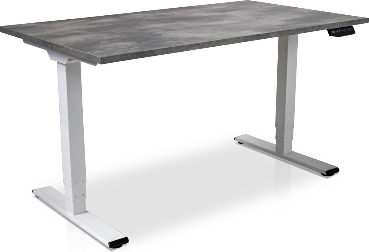 Zit-sta bureau elektrisch verstelbaar - MRC COMFORT NEN-EN 527 | 120 x 80 cm | frame wit - blad betonlook