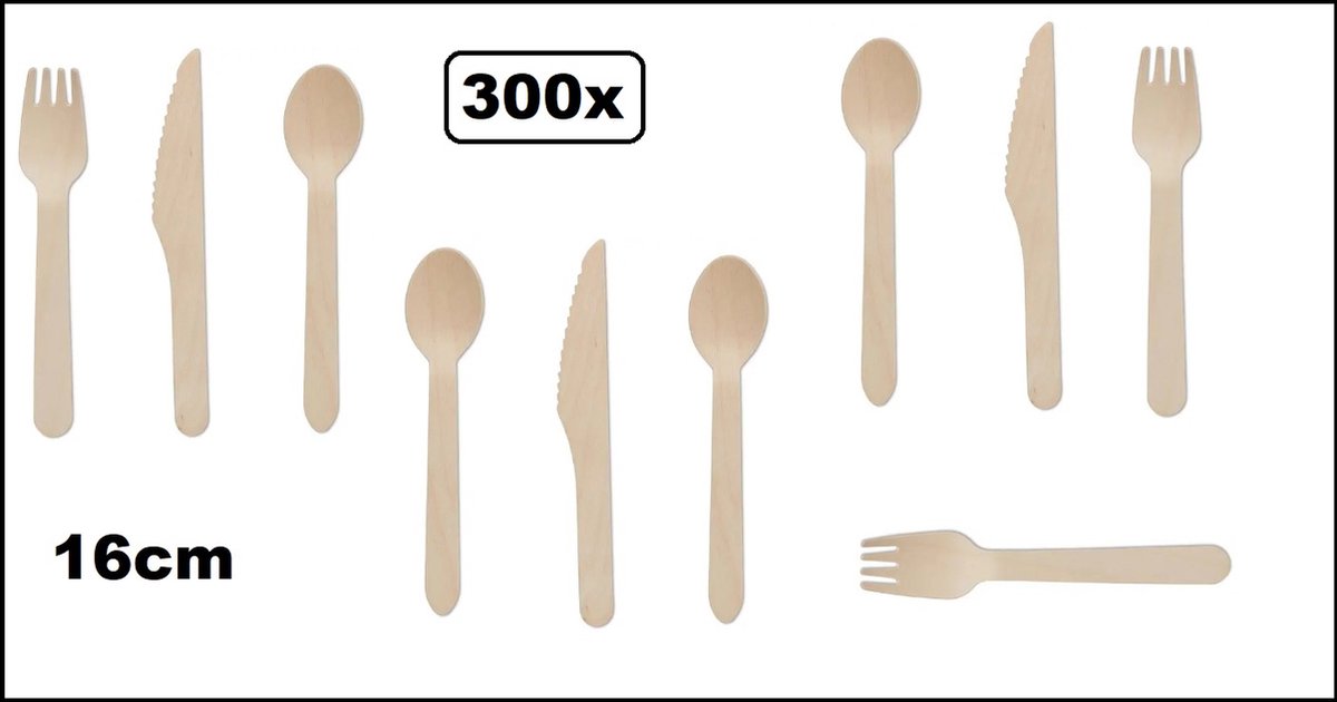 300x Bestekset hout lepel/vork/mes - next generation soep dessert ijs restaurant take away diner next generation