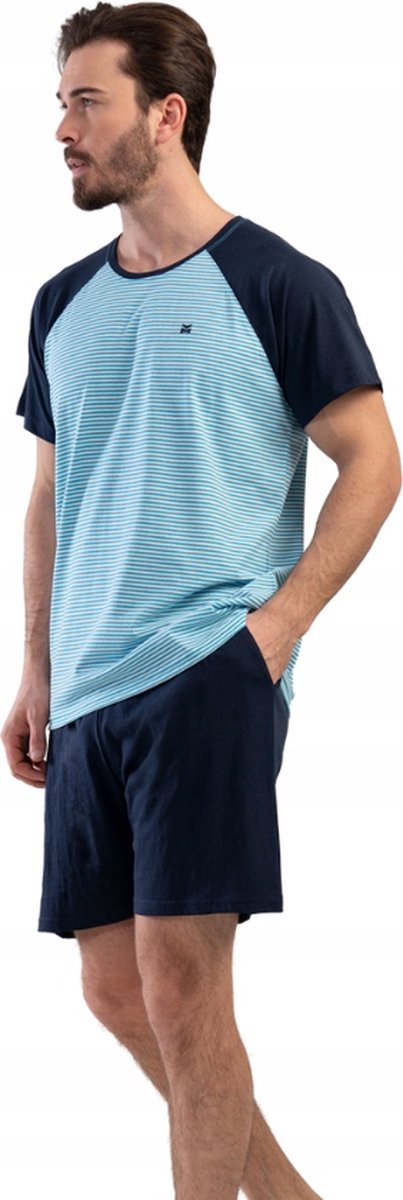 Katoen blauwe heren pyjama van Vienetta M