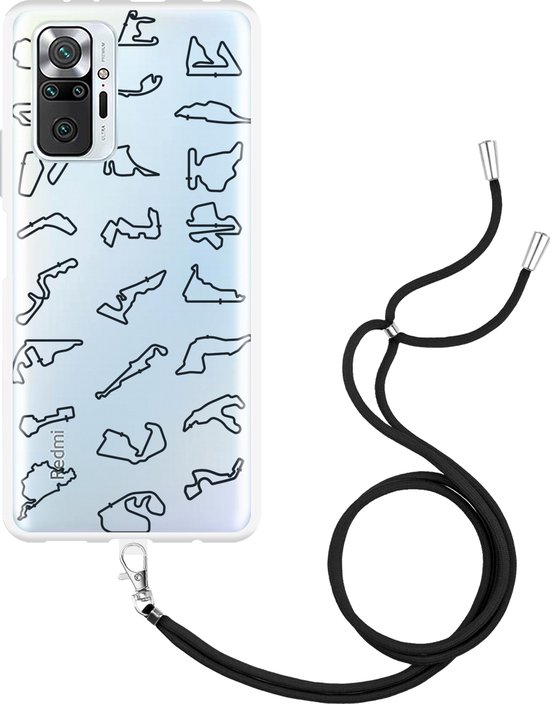 Telefoonhoesje met koord, compatibel met Xiaomi Redmi Note 13 Pro Plus/Pro 5G, transparante siliconen telefoonhoes met ketting om om te hangen, zwart