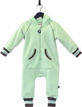 Ducksday - Fleecepak - Onesie voor kinderen - unisex - muntgroen/taupe - maat 110/116