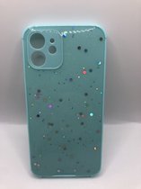 Glitter Anti Shock Hoesje met Camera Bescherming - Geschikt voor iPhone 12 - Turquoise