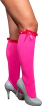 4 Paar - Stay-up Kousen met strikje - Pink/ donker roze - Kniekousen - Carnaval