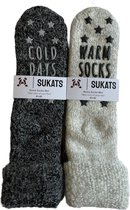 Sukats® Huissokken - Homesocks - 2 Paar - Maat 43-46 - Grijs/Antraciet - Wollen Sokken - Huissokken Heren - Slofsokken - Meerdere Maten en Varianten