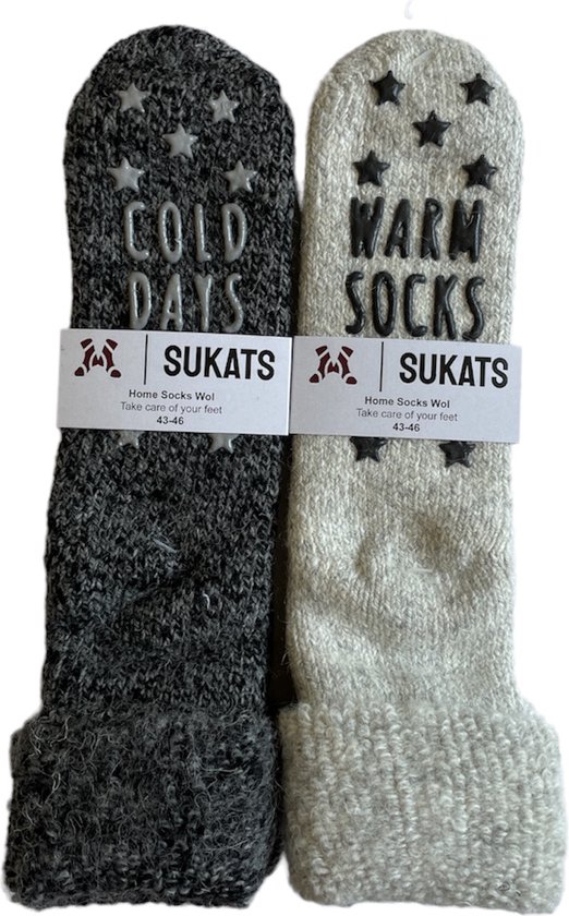 Sukats® Homesocks - Huissokken - 2 Paar - Wollen Sokken - Dames Huissokken
