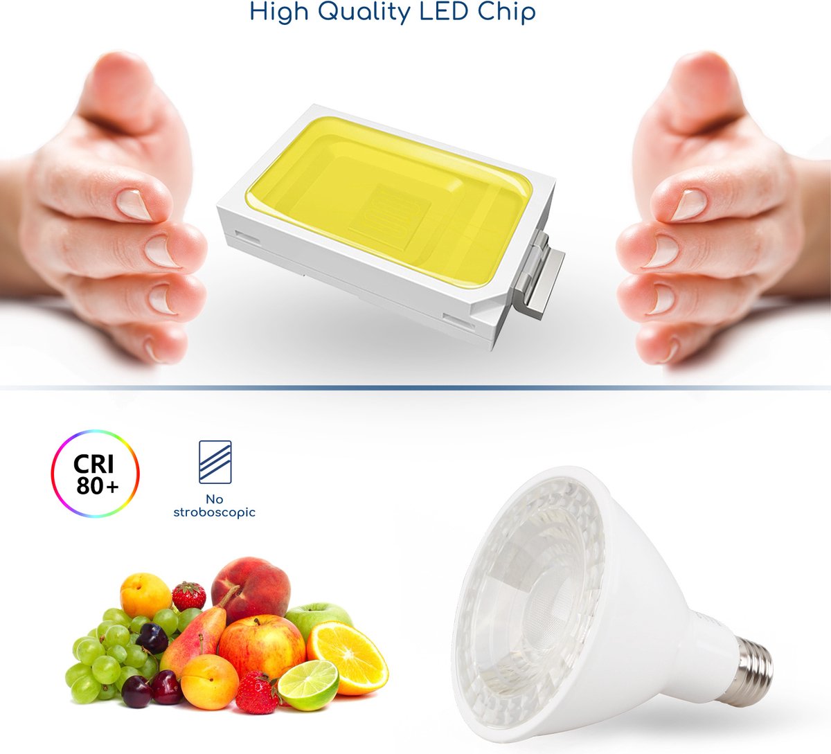 PAR30 spot - E27 - daglichtwit 6500K | LED 12W=90W halogeenlicht - 230V