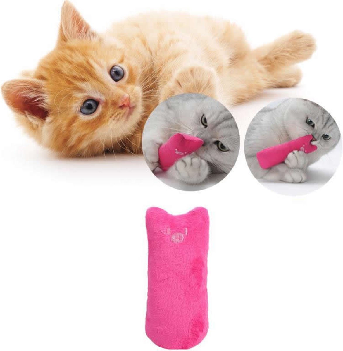 Catnip knuffeldier|Katten-speelgoed|Kattenkruid|Knuffeldier|Roze - Merkloos