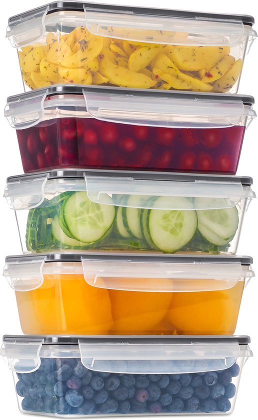 Boîtes de conservation - Conteneurs de Prep de repas - Boîte à lunch - Conteneurs pour congélateur - Conteneur alimentaire - 5 Pièces - 1050ML - Sans BPA - Stosh